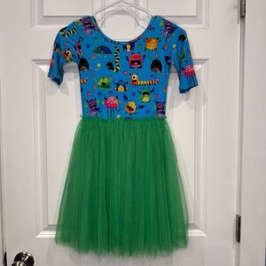 Muse Threads Kids Girls Size 8/9 Monster Print Tulle Tutu Dress Bamboo